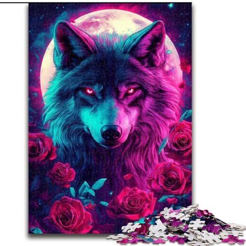 Puzzle für Erwachsene, 1000 Teile, Tier-Wolf-Puzzle aus Holz für Erwachsene, Familienaktivitätsspiel für Teenager, anspruchsvolles Denkspiel (Größe 50x75cm) von WGLINGX
