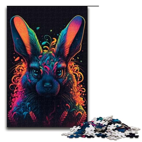Puzzle für Erwachsene, 1000 Teile, Tiere, Kaninchen, Familiendekoration, 50 x 75 cm von WGLINGX