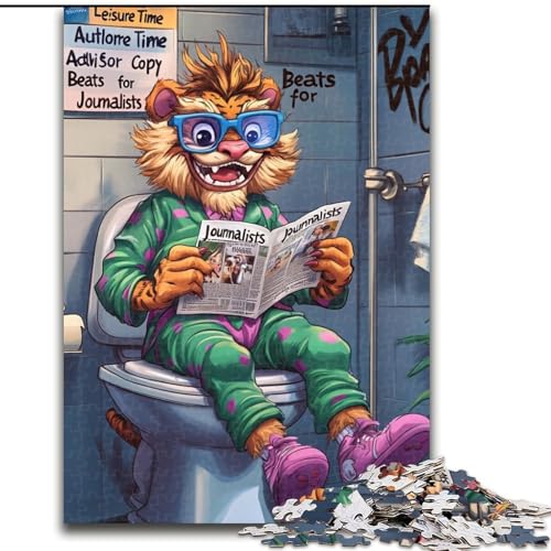 Puzzle für Erwachsene, 1000 Teile, Tiger Go Toilet, Puzzles 1000 Teile für Erwachsene, Lernspiel, Herausforderungsspielzeug (Größe 26x38cm) von WGLINGX