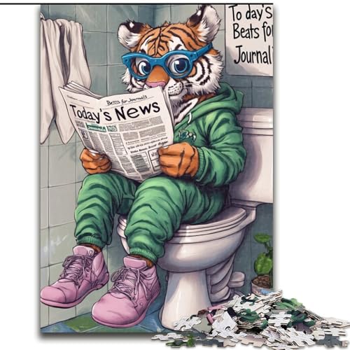 Puzzle für Erwachsene, 1000 Teile, Tiger Go Toiletten-Puzzles für Erwachsene, Familieninteraktion und Gehirn-Herausforderung, Familienaktivitäts-Herausforderung (Größe 26x38cm) von WGLINGX