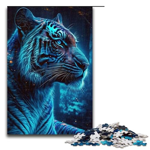 Puzzle für Erwachsene, 1000 Teile, Tiger-Neon-Puzzle für Erwachsene, Holzpuzzle, lustiges Geschenk (Größe 50 x 75 cm) von WGLINGX