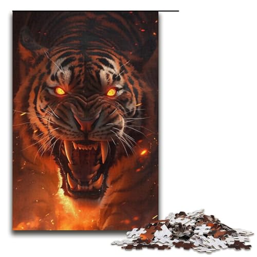Puzzle für Erwachsene, 1000 Teile, Tiger-Puzzle, Kartonpuzzle für Erwachsene, Familienspiele, 14,96 x 10,24 Zoll von WGLINGX