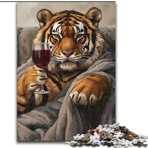 Puzzle für Erwachsene, 1000 Teile, Tiger auf dem Sofa, anspruchsvolle Puzzles, Spaß für die ganze Familie, Basteln, perfekt für Geburtstage, Feiertage (Größe 26x38cm) von WGLINGX