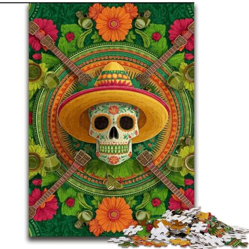 Puzzle für Erwachsene, 1000 Teile, Totenkopf im mexikanischen Stil, 1000 Teile, Puzzle für Erwachsene, Lernspiel, Herausforderungsspielzeug (Größe 50x75cm) von WGLINGX