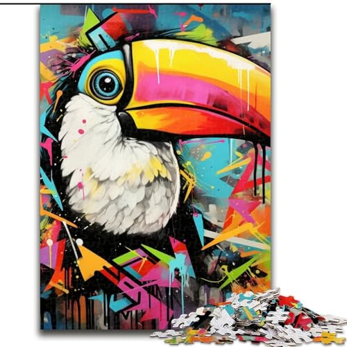 Puzzle für Erwachsene, 1000 Teile, Tukan-Graffiti-Malerei, 1000-teiliges Puzzle für Erwachsene, anspruchsvolles Denkspiel, Spieleabend mit der Familie (Größe 26x38cm) von WGLINGX