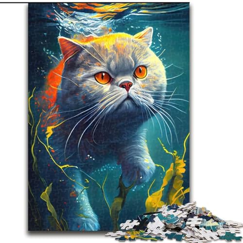 Puzzle für Erwachsene, 1000 Teile, Unterwasserkatze, Puzzle für Erwachsene, 1000 Teile, anspruchsvolles DIY-Denkspiel für Teenager, Größe 26x38cm Puzzle für Erwachsene, 1000 Teile, Unterwasserkatze, Puzzle für Erwachsene, 1000 Teile, anspruchsvolles DIY-Denkspiel für Teenager, Größe 26x38cm von WGLINGX