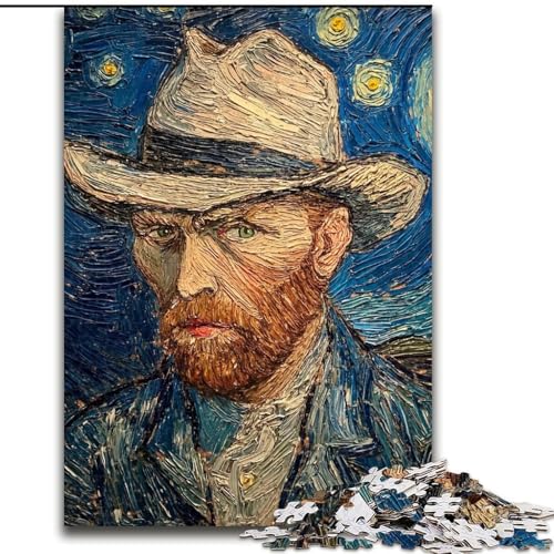 Puzzle für Erwachsene, 1000 Teile, Van Gogh-Nachthimmel, 1000 Teile, Puzzle für Erwachsene, Lernspiel, Herausforderungsspielzeug (Größe 26x38cm) von WGLINGX