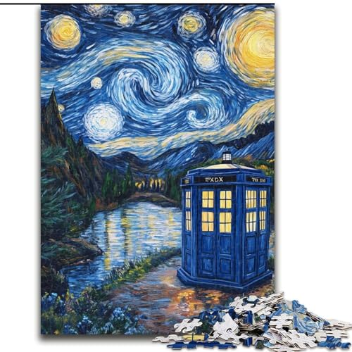 Puzzle für Erwachsene, 1000 Teile, Van Gogh Night Sky Gate, 1000 Teile Puzzle für Erwachsene, Lernspiel, Herausforderungsspielzeug (Größe 50x75cm) von WGLINGX