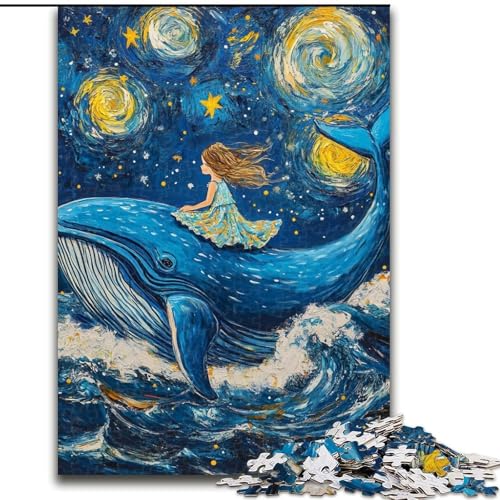 Puzzle für Erwachsene, 1000 Teile, Wale am Nachthimmel, 1000-teiliges Puzzle für Erwachsene, Lernspiel, Herausforderungsspielzeug (Größe 26x38cm) von WGLINGX