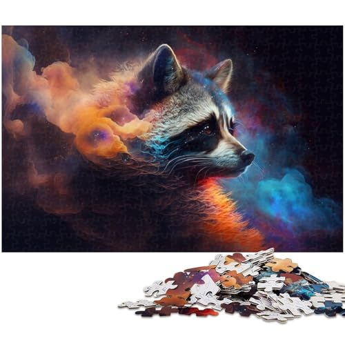 Puzzle für Erwachsene, 1000 Teile, Waschbär-Nebel, Spielzeug, Lernspiele, Stressabbau, Analyse und Logik (Größe 50 x 75 cm) von WGLINGX