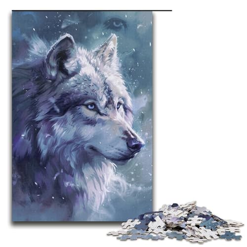 Puzzle für Erwachsene, 1000 Teile, Weißer Wolf, Papierpuzzle, Spielzeug, Wanddekoration (Größe 38 x 26 cm) von WGLINGX