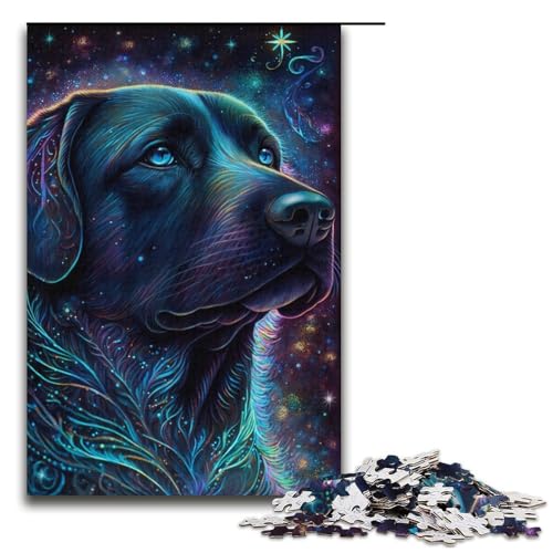 Puzzle für Erwachsene, 1000 Teile, Weltraum-Labrador, Puzzle für Papier, Heimdekoration (Größe 38 x 26 cm) von WGLINGX