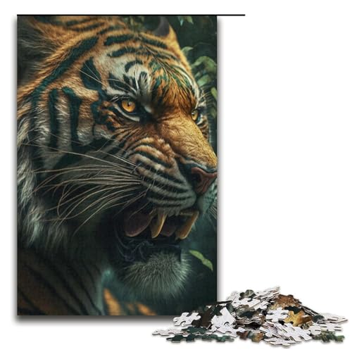Puzzle für Erwachsene, 1000 Teile, Wilder Dschungeltiger, DIY-Puzzle, Spielzeug, einzigartige Heimdekoration und Geschenke, 14,96 x 10,24 Zoll von WGLINGX