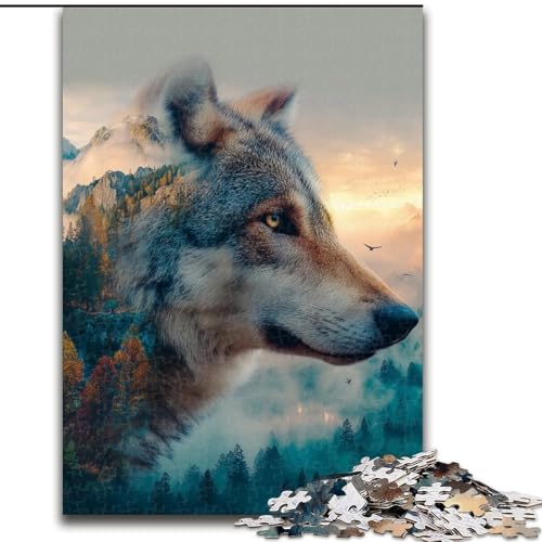 Puzzle für Erwachsene, 1000 Teile, Wolf-Puzzle aus Holz für Erwachsene, interaktives Familienspiel, Gehirn-Herausforderungsgeschenk (Größe 50x75cm) von WGLINGX