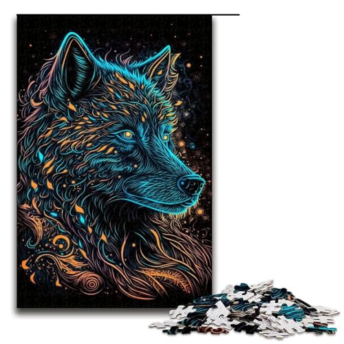 Puzzle für Erwachsene, 1000 Teile, Wolfspuzzle, tolles Geschenk für Teenager ab 14 Jahren (Größe 50 x 75 cm) von WGLINGX