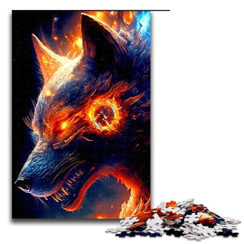 Puzzle für Erwachsene, 1000 Teile, Wolfspuzzle für Erwachsene, Holzpuzzle, Lernspiel (Größe 50 x 75 cm) von WGLINGX