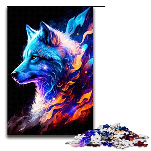 Puzzle für Erwachsene, 1000 Teile, Wolfspuzzle für Erwachsene, Holzpuzzle, Lernspiel (Größe 50 x 75 cm) von WGLINGX