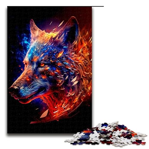 Puzzle für Erwachsene, 1000 Teile, Wolfspuzzle für Erwachsene, Holzpuzzle, Lernspiel (Größe 50 x 75 cm) von WGLINGX