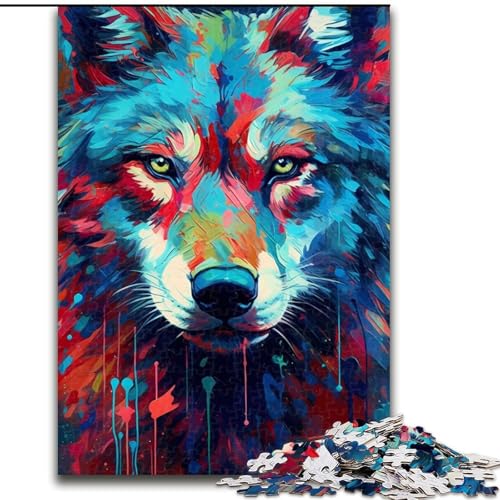 Puzzle für Erwachsene, 1000 Teile, Wolfszeichnung, schwierige Puzzles für Erwachsene, Lernspiele, Heimdekoration (Größe 26x38cm) von WGLINGX