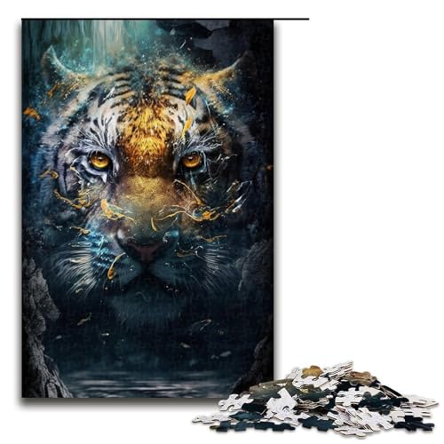 Puzzle für Erwachsene, 1000 Teile, Wütender Tiger, Familiendekoration, 50 x 75 cm von WGLINGX