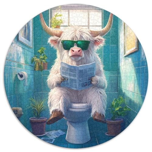 Puzzle für Erwachsene, 1000 Teile, Yak Go Toilet, rund, Karton, DIY-Dekoration, anspruchsvolles Denkspiel, 1000 Teile (67,5x67,5cm) von WGLINGX