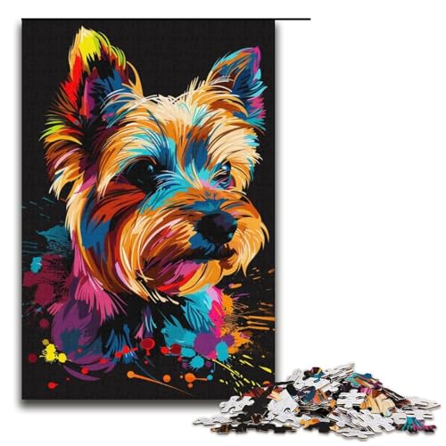 Puzzle für Erwachsene, 1000 Teile, Yorkshire-Terrier-Hundespielzeug, Denkspiel, Spaß bei Aktivitäten zu Hause, Geburtstagsgeschenk, Reisegeschenk (Größe 38 x 26 cm) von WGLINGX