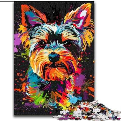 Puzzle für Erwachsene, 1000 Teile, Yorkshire-Terrier-Puzzle für Erwachsene, 1000-teiliges Familienaktivitätsspiel für Teenager, anspruchsvolles Denkspiel (Größe 50x75cm) von WGLINGX
