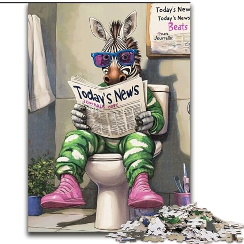 Puzzle für Erwachsene, 1000 Teile, Zebra Go Toilet, 1000-teiliges Puzzle, Geburtstage, Weihnachten, Halloween, Thanksgiving, Ostern (Größe 26x38cm) von WGLINGX