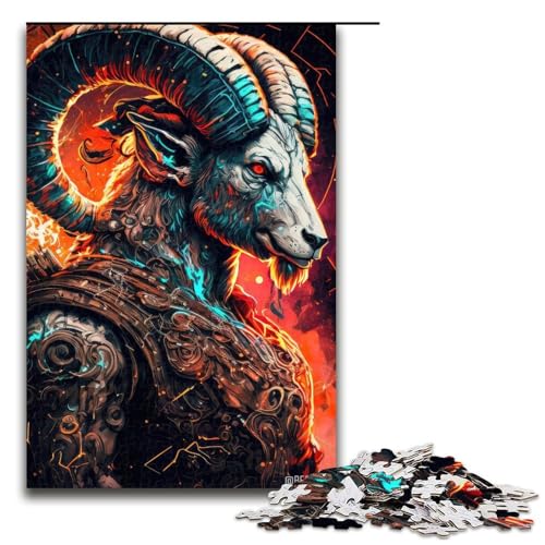 Puzzle für Erwachsene, 1000 Teile, Ziegenkrieger-Puzzle für Lernspiele, Herausforderungsspielzeug, einzigartige Heimdekoration und Geschenke (Größe 50 x 75 cm) von WGLINGX
