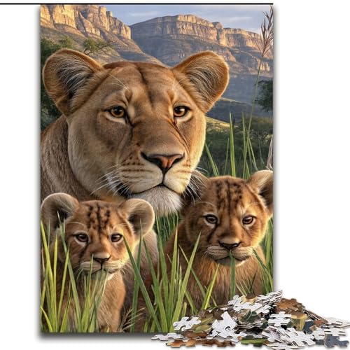Puzzle für Erwachsene, 1000 Teile, afrikanische Löwenfamilie, 1000-teiliges Puzzle für Erwachsene, für Jugendliche ab 14 Jahren, Heimdekoration (Größe 50x75cm) von WGLINGX