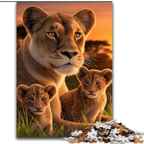 Puzzle für Erwachsene, 1000 Teile, afrikanische Löwenfamilie, anspruchsvolle Puzzles, Spaß beim Basteln für die ganze Familie, perfekt für Geburtstage, Feiertage (Größe 50x75cm) von WGLINGX
