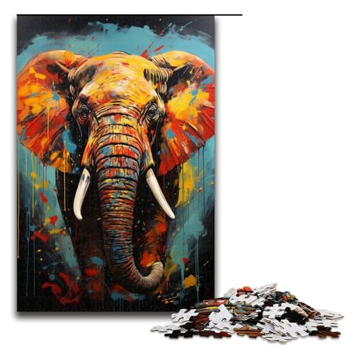 Puzzle für Erwachsene, 1000 Teile, afrikanischer Elefant, Puzzle für die Heimdekoration, 50 x 75 cm von WGLINGX