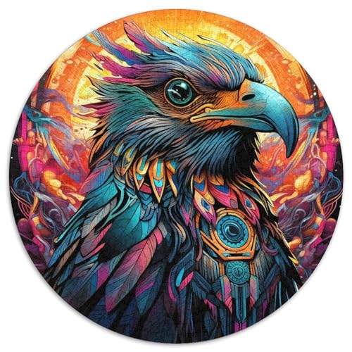 Puzzle für Erwachsene, 1000 Teile, bunter Adler, rundes Puzzle, interaktives Familienspiel, Denksportaufgabe, Geschenk, Lernspielzeug (67,5 x 67,5 cm) von WGLINGX