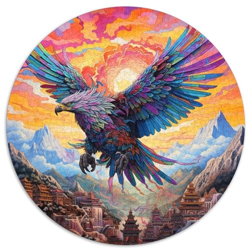 Puzzle für Erwachsene, 1000 Teile, bunter Adler, rundes Puzzle, interaktives Familienspiel, Denksportaufgabe, Geschenk, Lernspielzeug (67,5 x 67,5 cm) von WGLINGX