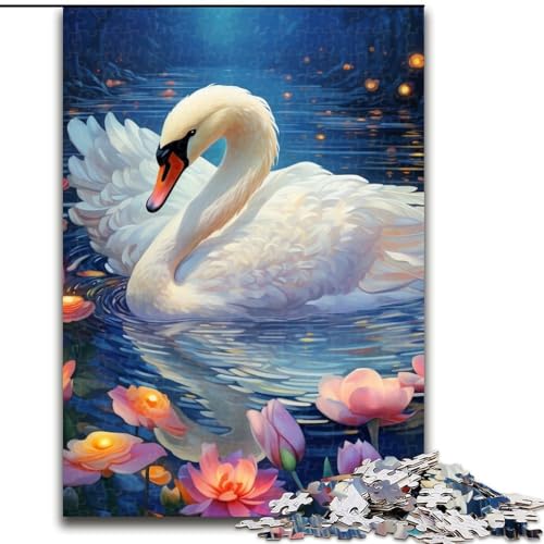 Puzzle für Erwachsene, 1000 Teile, bunter Kunst-Schwan, 1000-teiliges Puzzle, unmögliche Herausforderung, Spielzeug für Teenager (Größe 26x38cm) von WGLINGX