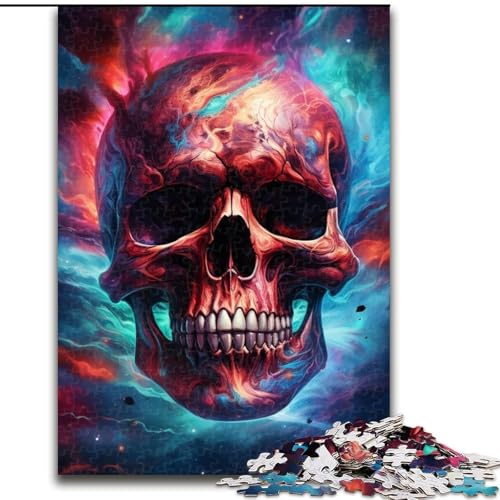 Puzzle für Erwachsene, 1000 Teile, bunter Kunst-Totenkopf, 1000-teiliges Puzzle, unmögliche Herausforderung, Spielzeug für Teenager (Größe 26x38cm) von WGLINGX