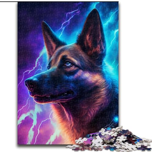 Puzzle für Erwachsene, 1000 Teile, bunter Schäferhund, schwierige Puzzles für Erwachsene, ideales Urlaubs- oder Geburtstagsgeschenk, Partyspielspielzeug (Größe 50x75cm) von WGLINGX