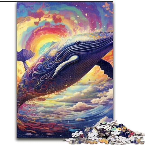 Puzzle für Erwachsene, 1000 Teile, bunter Wal, 1000 Teile, interaktives Familienspiel, Denksportaufgabe, Geschenk, Lernspielzeug (Größe 50x75cm) von WGLINGX