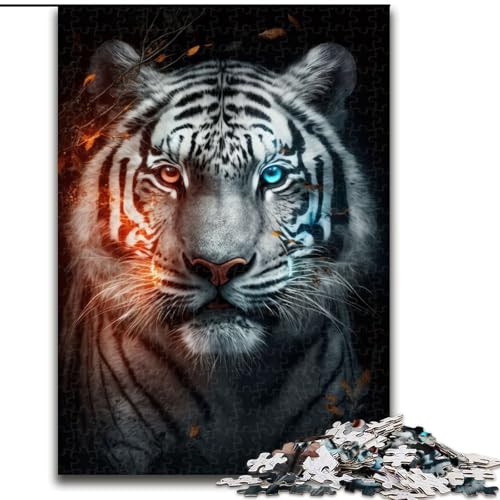 Puzzle für Erwachsene, 1000 Teile, bunter weißer Tiger, Holzpuzzle, Geburtstage, Weihnachten, Halloween, Erntedankfest, Ostern, Größe 50x75cm Puzzle für Erwachsene, 1000 Teile, bunter weißer Tiger, Holzpuzzle, Geburtstage, Weihnachten, Halloween, Erntedankfest, Ostern, Größe 50x75cm von WGLINGX