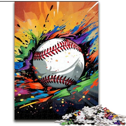 Puzzle für Erwachsene, 1000 Teile, buntes Baseball-Holzpuzzle, pädagogisches und unterhaltsames Indoor-Spiel zur Heimdekoration (Größe 50x75cm) von WGLINGX