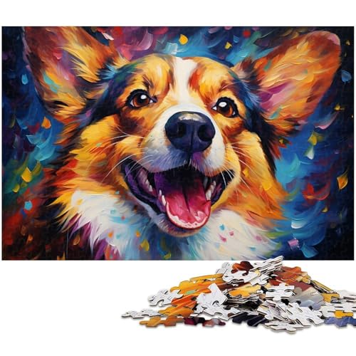 Puzzle für Erwachsene, 1000 Teile, buntes Corgi-Hunde-Puzzle-Quizspiel, ganze Familie, Größe 50 x 75 cm von WGLINGX