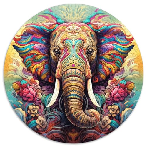 Puzzle für Erwachsene, 1000 Teile, buntes Elefanten-Puzzle aus Pappe, Spielzeug, Geschenk, pädagogisches, intellektuelles, entspannendes Familienspiel (67,5 x 67,5 cm) von WGLINGX