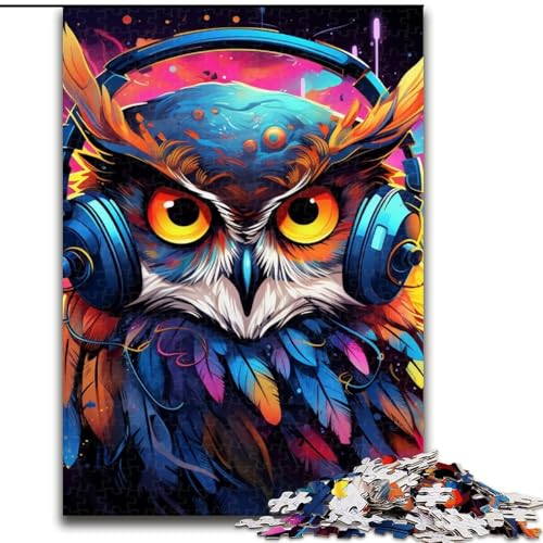 Puzzle für Erwachsene, 1000 Teile, buntes Kunst-Eulen-Holzpuzzle, anspruchsvolles Denkspiel für Teenager, Familienspaß, DIY-Heimdekor-Geschenk (Größe 50x75cm) von WGLINGX