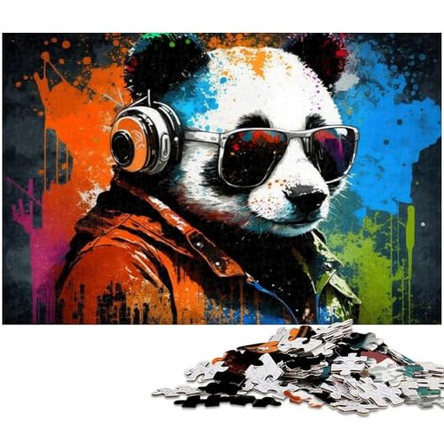 Puzzle für Erwachsene, 1000 Teile, buntes Panda-Puzzle-Quizspiel, ganze Familie, Größe 38 x 26 cm von WGLINGX