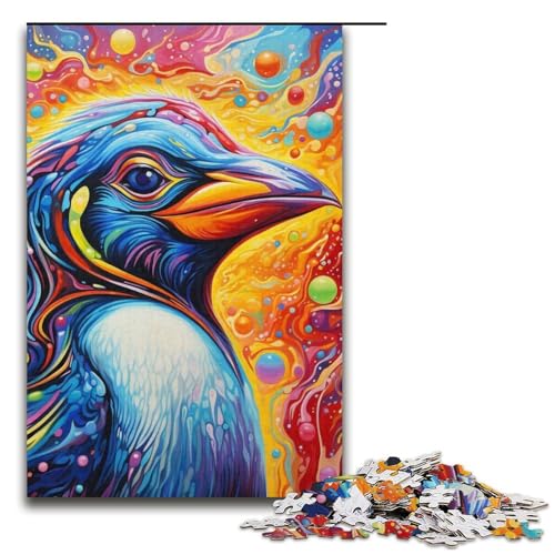 Puzzle für Erwachsene, 1000 Teile, buntes Pinguin-Spielzeug, Denkspiel, Spaß für zu Hause, Geburtstagsgeschenk, Reisegeschenk (Größe 38 x 26 cm) von WGLINGX