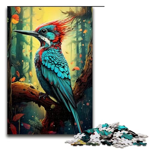 Puzzle für Erwachsene, 1000 Teile, buntes Specht-Puzzle, Holzpuzzle für Erwachsene, Familienspiele (Größe 50 x 75 cm) von WGLINGX