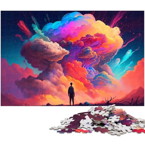 Puzzle für Erwachsene, 1000 Teile, buntes Wolkenexplosions-Puzzle-Quizspiel, ganze Familie, Größe 38 x 26 cm von WGLINGX