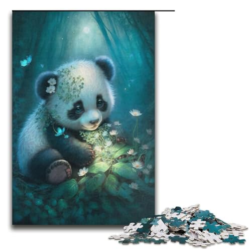 Puzzle für Erwachsene, 1000 Teile, entzückender Kleiner Panda, schwierig und herausfordernd, Wichtelgeschenke, 38 x 26 cm von WGLINGX