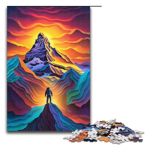 Puzzle für Erwachsene, 1000 Teile, farbenfrohe, schöne Berge, Puzzle für Erwachsene, Holzpuzzle, lustiges Geschenk (Größe 50 x 75 cm) von WGLINGX