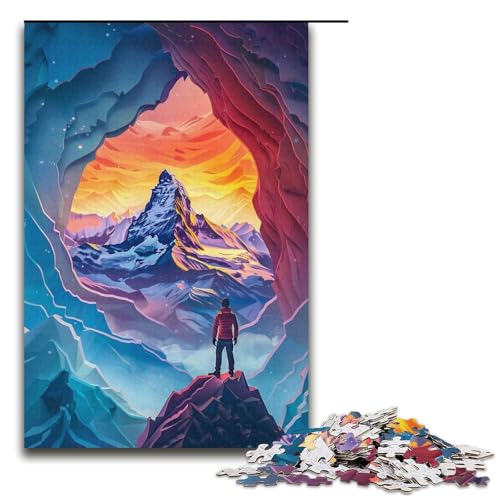 Puzzle für Erwachsene, 1000 Teile, farbenfrohe, schöne Berge, schwieriges Puzzle, hilft dem Gehirn, trainiert süchtig machendes Spielzeug, um Geduld zu fördern (Größe 38 x 26 cm) von WGLINGX